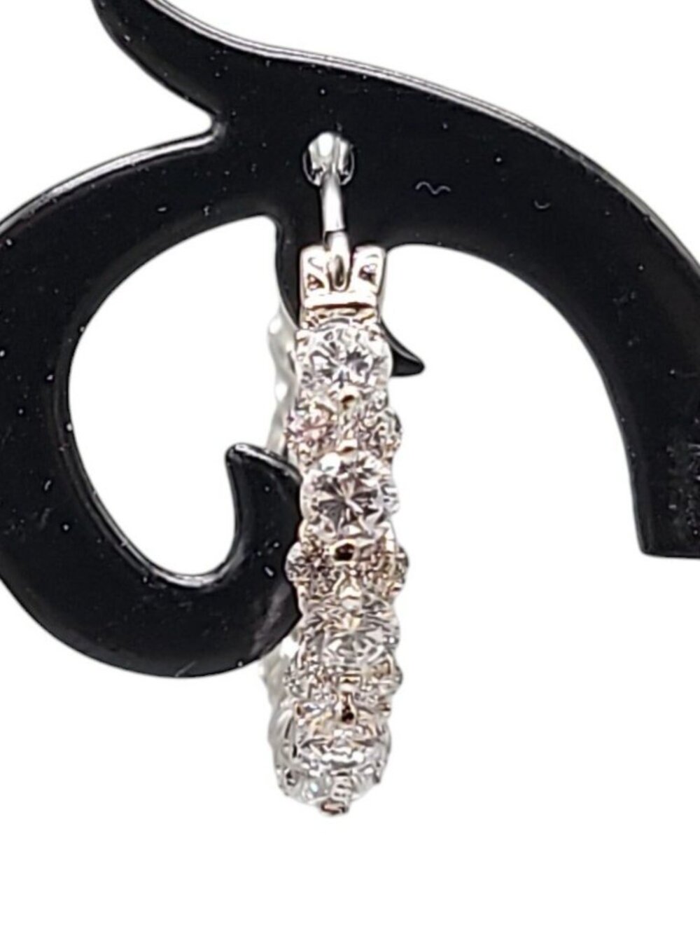 Cubic Zirconia Pave Sterling Hoop Earrings Latch Closure 925 Setting Sparkling - Picture 12 of 14